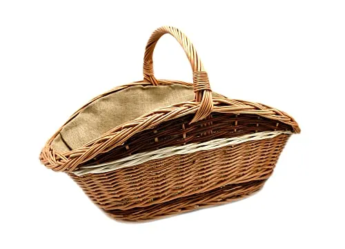 MyBer® Kaminholzkorb aus Weide - Stabiler Tragekorb mit Jutefutter - Holzkörbe - Robuster und dekorativer Weidenkorb, handgefertigt in der EU, ideal für Holz und als Geschenk.