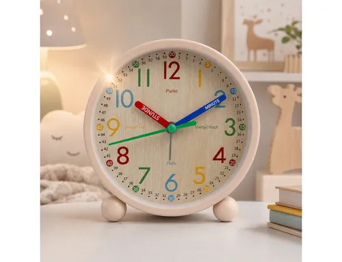 K&L Wall Art Tischuhr Kinder Tischwecker Junge Mädchen Tischuhr Kinderzimmer leises Uhrwerk, Kinderwecker mit Licht und Alarmfunktion