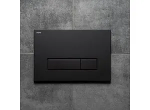 MEPA MEPAorbit Betätigungsplatte, 2-Mengen-Spültechnik - Sanitärinstallation mit mattschwarzer Oberfläche, ideal für energieeffiziente Wassernutzung in modernen Badezimmern.