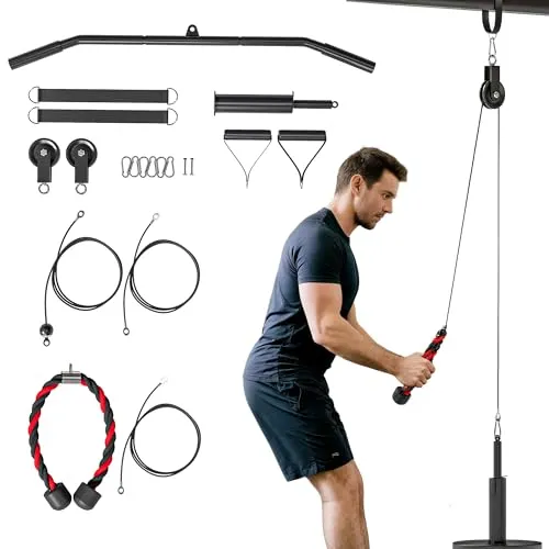 SPORTNOW Fitness Latzug Gym Fitnesssgeräte Kabelzug Pulley System Arm Krafttraining Latzugmaschine für LAT Pull Down, Bizeps Curl, Zuhause Home Gym