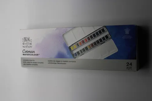 Winsor & Newton Cotman Aquarellfarben Metal Sketch Box 24 Farben - Malkasten mit 24 lebendigen Wasserfarben aus hochwertigen Pigmenten, ideal für Künstler und Hobbyisten dank exzellenter Leuchtkraft und großer Mischpalette.