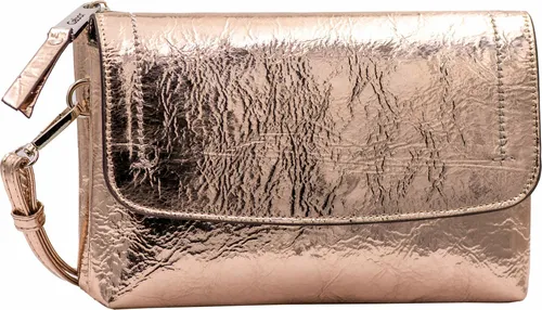 Gabor Elissa Metallic Damen Umhängetasche - Stilvolle Überschlagtasche in Rosa - Umhängetaschen: Elegante, kompakte Tasche aus recyceltem Kunstleder mit Magnetverschluss und abnehmbarem Schulterriemen für individuellen Komfort.