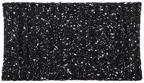 styleBREAKER Damen breites Multifunktion Strick Stirnband mit Zopfmuster, Thermo Fleece Futter, Tube Schal, Headband 04026030, Farbe:Schwarz