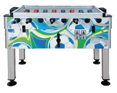 Professioneller Mehrfarbiger Tischkicker aus Aluminium und Holz