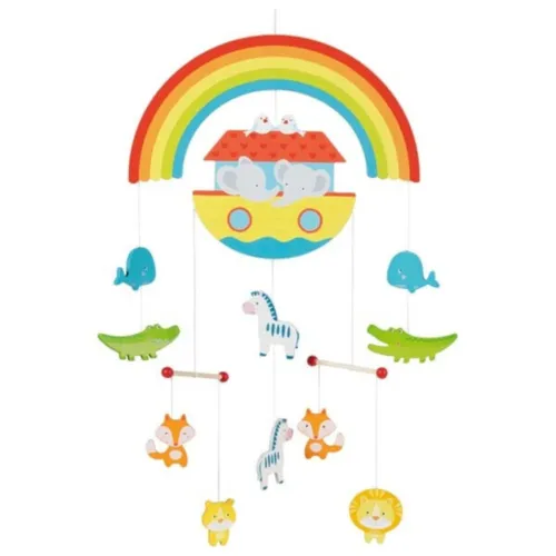 Gollnest Kiesel Mobile Arche Noah - Mehrfarbiges Holzmobile für Babys, liebevolle Dekoration und stilvolle Raumgestaltung
