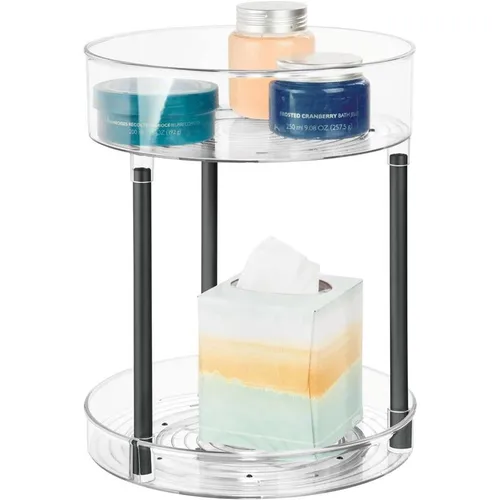 mDesign Badaccessoire-Set - Drehbares 2-Etagen Regal - Praktisches mDesign Badaccessoire-Set mit drehbarem 2-Etagen Regal für optimale Aufbewahrung. Ideal für Bad oder Küche, sorgt für Ordnung und schnellen Zugriff auf Ihre Essentials.