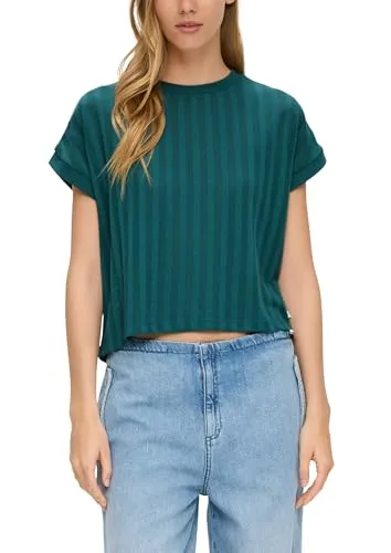 s.Oliver Damen 2144118 T-Shirt mit Musterstruktur, petrol, L