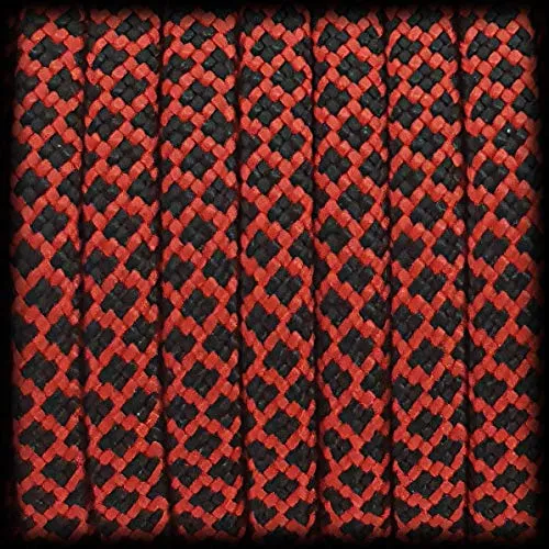 Ganzoo Paracord 550 Seil Diamond 30 Meter Nylon/Polyester-Seil mit 7 Kern-Stränge für Armband, Leine, Halsband, 4mm Stärke | Mehrzweck-Seil | Survival-Seil | Parachute Cord | Rot Schwarz