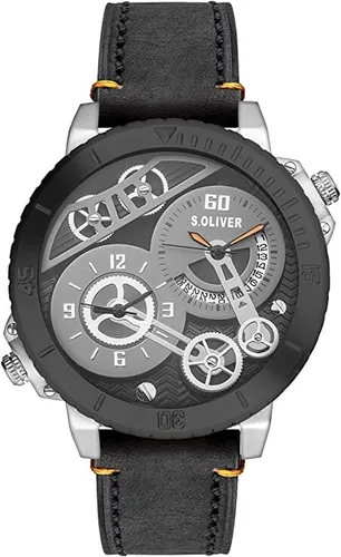 s.Oliver SO-2948-LQ Herren Armbanduhr - Sportliche Titan-Armbanduhr mit wasserdichter Funktion bis 200 m, Zentralsekunde und ewiger Kalender – ideal für den aktiven Lebensstil.
