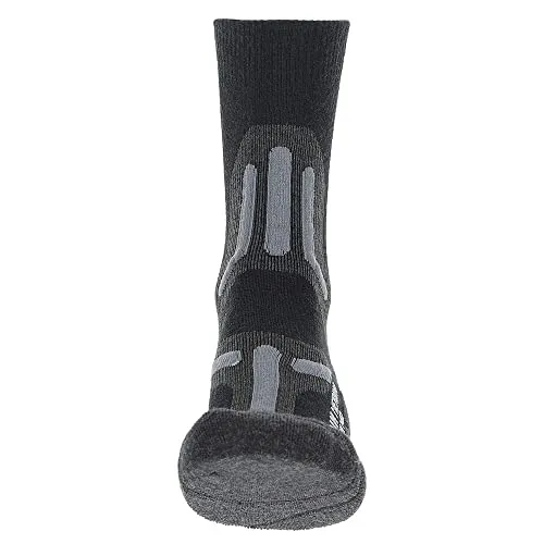 UYN Trekkingsocke Merino 2in Mid grau/schwarz Herren - Größe 45-47 - Outdoorsocken mit hohem Isolationsvermögen, kombiniert aus Merinowolle und Texlyte Nano für optimale Wärme und Feuchtigkeitsmanagement. Ideal für Wanderungen bei niedrigen Temperaturen.