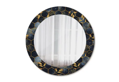 Tulup Badspiegel mit Aufdruck - Rund Ø60cm in Schwarz - Eleganter Hängespiegel mit modernem Design, ideal für jedes Badezimmer. Der Durchmesser von 60 cm sorgt für optimale Sicht und Stil in einem.
