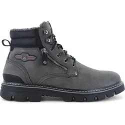 Dockers Herren-Schnürstiefel gefüttert Dunkel-Grau - Wanderschuhe mit warmem Futter und robuster Synthetik-Oberfläche, ideal für kalte Wintertage und garantiert hohen Tragekomfort.