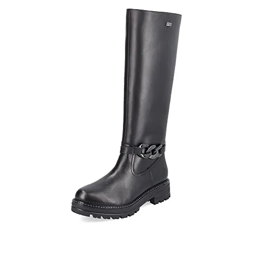 Remonte Stiefel Damen Glattleder Schwarz Größe: 37 - Wanderschuhe für Damen, aus hochwertigem Glattleder mit wasserfestem Remonte-TEX. Komfortabel mit weichem Samtvelours-Futter und herausnehmbarer Sohle für optimale Anpassung. Modisches Design mit praktischem Reißverschluss.