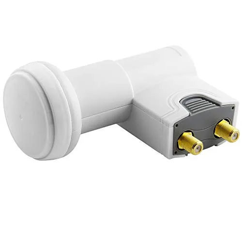 BestPlug Digitaler universal Satellit Twin LNB Empfänger mit 2 F-Buchse für direkten Anschluss von 2 Sat-Receivern, geeignet für 3D SD HD FullHD UHD 4K, Weiss