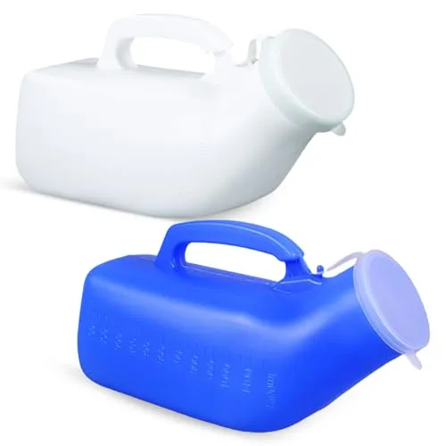 Urinflaschen für Männer, 2 Stück - Tragbare Pinkelflasche 1200ML - Bettpfannen & Urinale: Diese Urinflasche aus robustem PP-Material bietet mit 1200 ml großen Fassungsvermögen optimale Hygiene und ist ideal für Reisen, Notfälle und Camping.