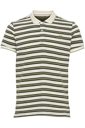 Blend 20715191 Polo Herren Poloshirt Polohemd mit Polokragen Logo-Stickerei Regular Fit Streifen-Muster, Größe:XL, Farbe:Cypress (180322)