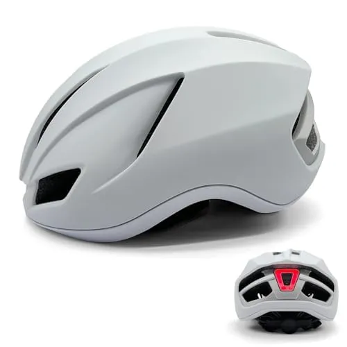 Fahrradhelm mit LED Licht Stadthelm Ultraleichter Radhelm Mountainbike Helm für Herren Erwachsene Cityhelm mit Aufladung Rücklicht 56-60CM (Weiß)