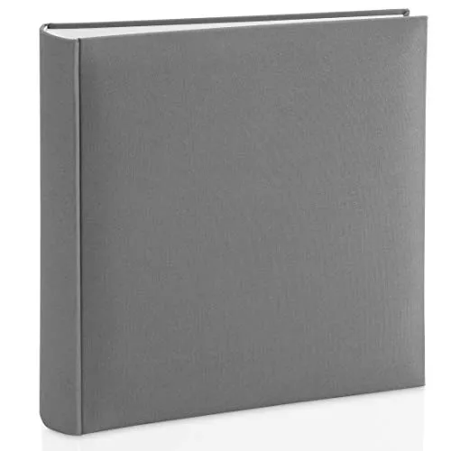 Hama Fotoalbum mit Stoffeinband 30x30 cm (Jumbo Fotobuch mit 100 weißen Seiten, Photoalbum mit Pergamin-Trennblättern, Album zum Selbstgestalten und Einkleben) grau