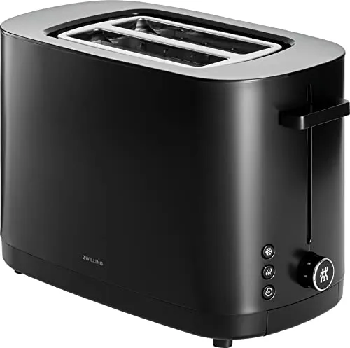 ZWILLING ENFINIGY Toaster mit 3 Automatikprogrammen, 7 Bräunungsgraden und Abschaltfunktion, 2 Schlitze kurz für 2 Scheiben, Schwarz (ohne Brötchenaufsatz)