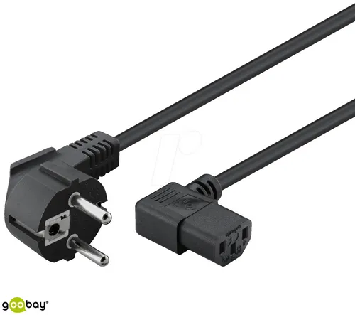 GOOBAY 96032 - Beidseitig abgewinkeltes Kaltgeräte-Anschlusskabel, 3 m, Schwarz