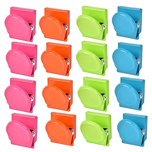 iwobi 16 Stück Farben Metall Magnete Klammer Kühlschrankmagnete Clips für Kühlschrank, Tafel, Büro, Küche