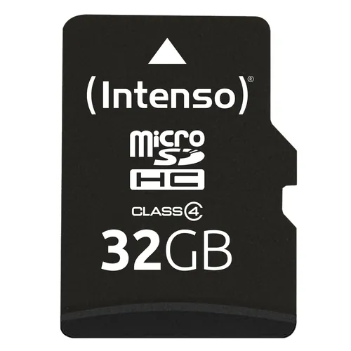 Intenso 32 GB microSDHC Class 4 inklusive SD-Adapter, Schwarz, BRANDNEU