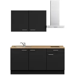 Nobilia Küchenleerblock Touch, Schwarz, Eiche, Holzwerkstoff, 1 Schublade(n) Schubladen, nur wie online abgebildet bestellbar, 180 cm, Blauer Engel, Pefc, Goldenes M, Made in Germany, DGM-Klimapakt, seitenverkehrt erhältlich, vormontierter Korpus, Küchen, Küchenzeilen & Küchenblöcke, Küchenzeilen ohne Geräte