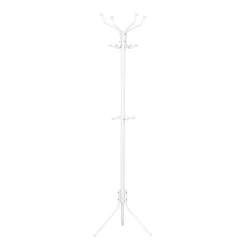 eSituro Garderobenständer, Kleiderständer stabil, Jackenständer, Taschenbaum mit 12 Haken, Garderobenständer Metall, für Wohnzimmer Büro Schlafzimmer, 45 x 173 x 40 cm, Weiß
