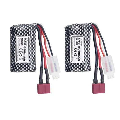 ZYGY 2PCS 7.4V 800mAh T-Typen-Stecker Lithium-Batterie für YC100 HM161 HM162 HM166 HM201 9145 Fernbedienung Spielzeugauto RC-Allradantrieb Hochgeschwindigkeits-Fernbedienung