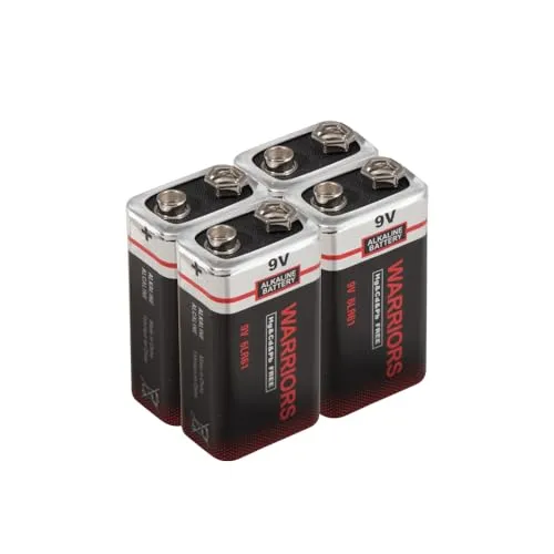 Warriors 4X 9V blockbatterie Batterie 9 Volt blockbatterie blockbatterien 9v alkalisch, Starke Leistung, Lange Lebensdauer, für Rauchmelder, Brandmelder, Alarmsensoren 6lr61 6F22 PP3 MN1604 (4)