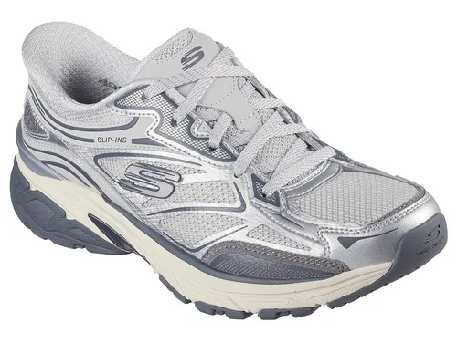 Skechers Damen Stamina Sport Sneaker - Silber, 41 EU - Damen-Sneaker mit slip-in Design und luftgekühltem Memory-Schaum für höchsten Komfort und optimale Unterstützung beim Sport.