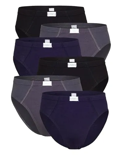 Good Deal Market 6 Herren Slip Sportslip Schlüpfer Gr.5/M grau schwarz Marine 100% Baumwolle
