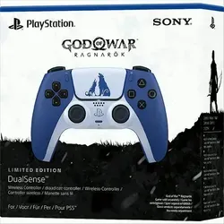 PS5 Controller DualSense God of War Limited - Weiß/Blau - Gaming-Zubehör mit einzigartigem Design inspiriert von Midgard, bietet haptisches Feedback und adaptive Trigger für ein intensives Spielerlebnis.