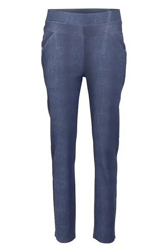 Malito - Damen Leggings - unifarbene Basic Sporthose - Denim Jeggings in Jeans-Optik - Elegante Freizeithose Z046 - (Jeans-Blau 3XL)