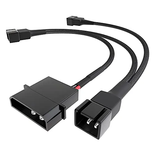 KabelDirekt – hochflexibles Molex Lüfter Verteilerkabel, 4-Pin Molex 12 V (2-polig) auf 3× 3-Pin Stecker (2-polig), 20/20/20 cm – mit robuster Nylonummantelung