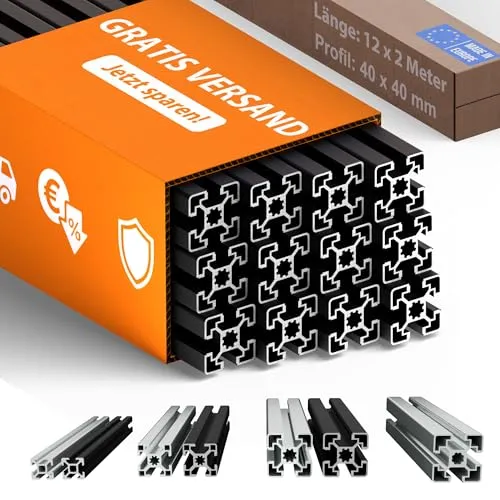 Tivendis Konstruktionsprofil 40x40 Nut 8 Set 12 Stück von Tivendis