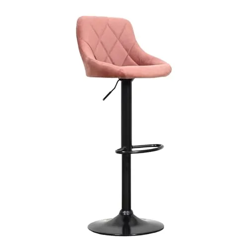 Barhocker ROBIN aus rosafarbenem Samt