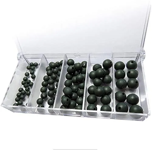 Set: 100 Premium Gummiperlen sortiert Rubber beads 4, 5, 6, 7, 8mm + gratis Petri Heil! Aufkleber