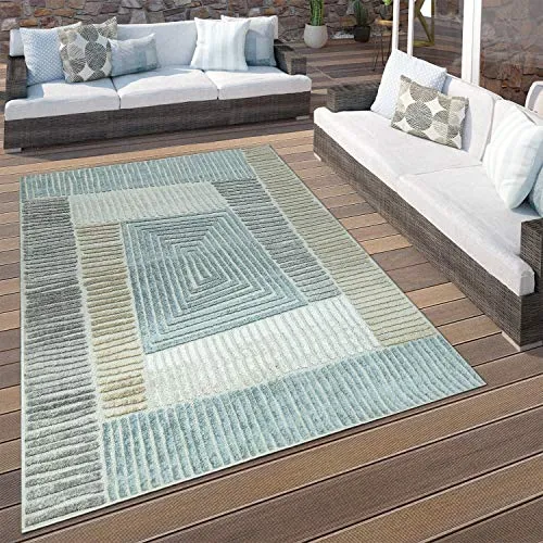Paco Home Teppich Stilo 850 – Rechteckig, In- und Outdoor geeignet - Flachgewebe-Teppiche mit stylischer 3D-Optik dank Cut-Loop Unterboden. Ideal für moderne Wohnkonzepte und umweltfreundlich nach STANDARD 100 by OEKO-TEX®.