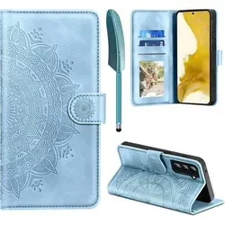 Lederhülle S22 Klapphülle Wallet Samsung Galaxy S22 Himmelblau