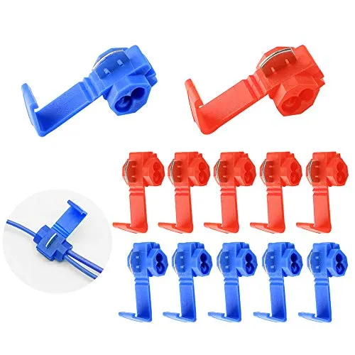 Aiqeer 60 Stück Kabel Abzweigverbinder Set, Stromdiebe Schnellverbinder, Kabelabzweiger Quickverbinder, Stromdiebe Abzweigverbinder (Rot + Blau)