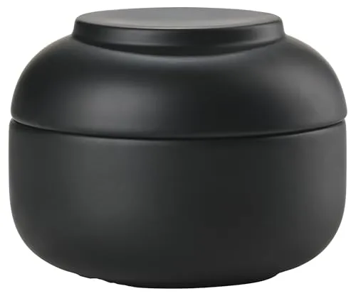Zone Denmark Aufbewahrungsdose Sensu Black, 10x7.5 cm - Elegante Aufbewahrungsdose aus schwarzem Steinzeug, ideal für stilvolle Organisation in jedem Raum.