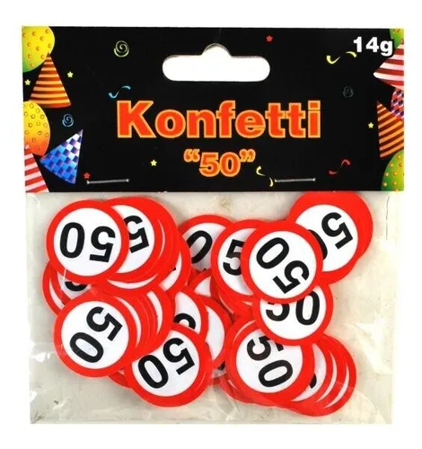 KONFETTI VERKEHRSSCHILD MIT ZAHL 50 DEKORATION PARTY GEBURTSTAG 100g/0,92€