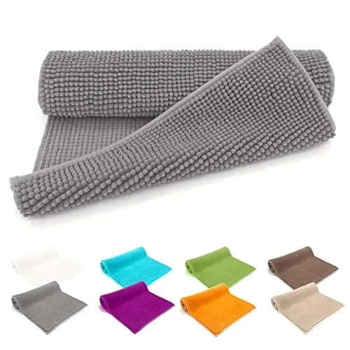 heimtexland ® Badvorleger Chenille Super Flauschig Saugstark Badteppich Badematte Ökotex Typ771 Grau 45 x 50 cm