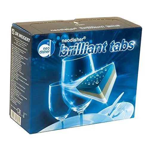 Spülmaschinentabs Dr. Weigert neodisher brilliant tabs - 60 Tabs à 20 g, Zum Einsatz in gewerblichen Spülmaschinen und Haushaltsgeschirrspülern, 1 Packung=1,2 kg
