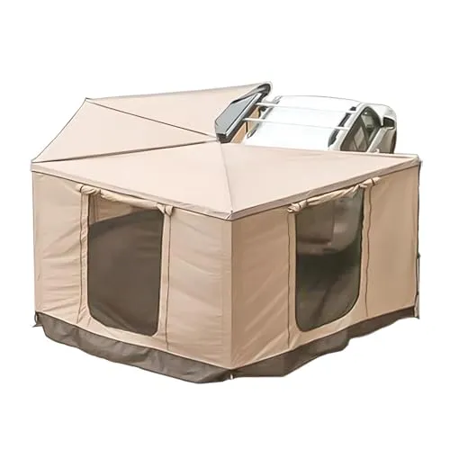 270° Markise Khaki oder Grau - Automarkise mit Vorzelt - Zelt für Autos, wahlweise mit Vorzelt. Robustes Oxford 600D Material, ideal für jede Saison. Verfügbar in Khaki oder Grau, für Fahrer- oder Beifahrerseite.