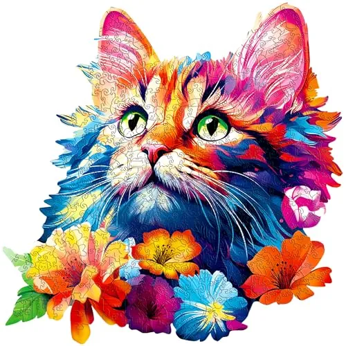 ESC WELT Holzpuzzle Katze 500 Teile - Anspruchsvolles Denkspiel für Kinder & Erwachsene - Umweltfreundliches & Unterhaltsames Lernspielzeug - Herausforderndes Spiel - Denkspiel aus Holz