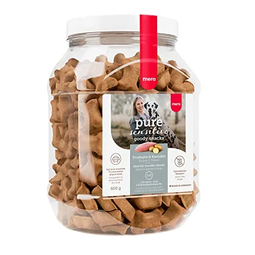 MERA Pure Sensitive Goody Snack Truthahn und Kartoffel (600g), gesunde Leckerlis für Sensible Hunde, Hundesnack glutenfrei für Training und Belohnung