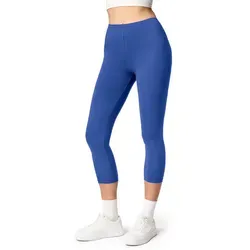Ladeheid Leggings Damen 3/4 Capri Hose aus Baumwolle LA40-132 (1-tlg) elastischer Bund blau XXL