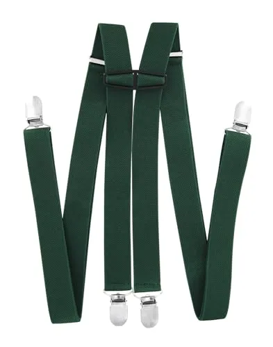 axy Hosenträger für Herren breit 2,5 cm in H-Form mit 4 Hosenträger Clips extra stark längenverstellbar (Grün)